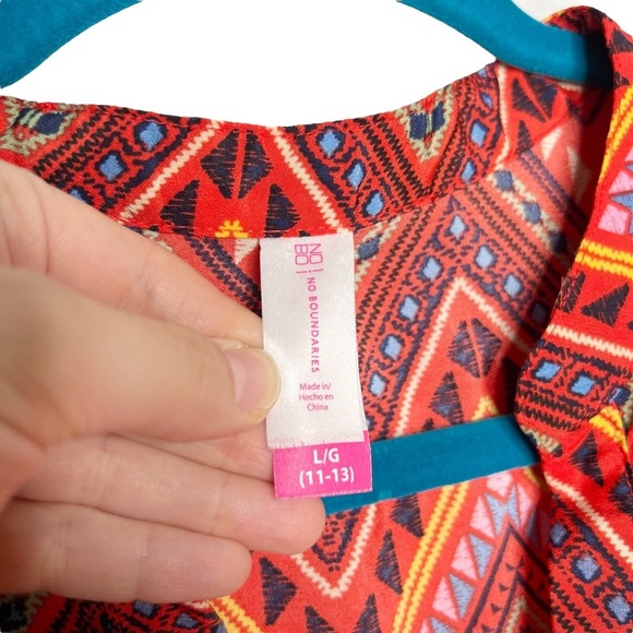 No Boundaries Red Chevron Striped Roll Tab Sleeve Dress - Picture 5 of 10